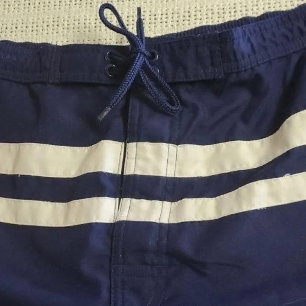 Islander Cinched Lined Striped Sz.‎ L Swim Trunks
